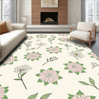 Pink Green Floral Pattern Rug