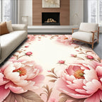 Soft Pink Floral Swirls Design Rug