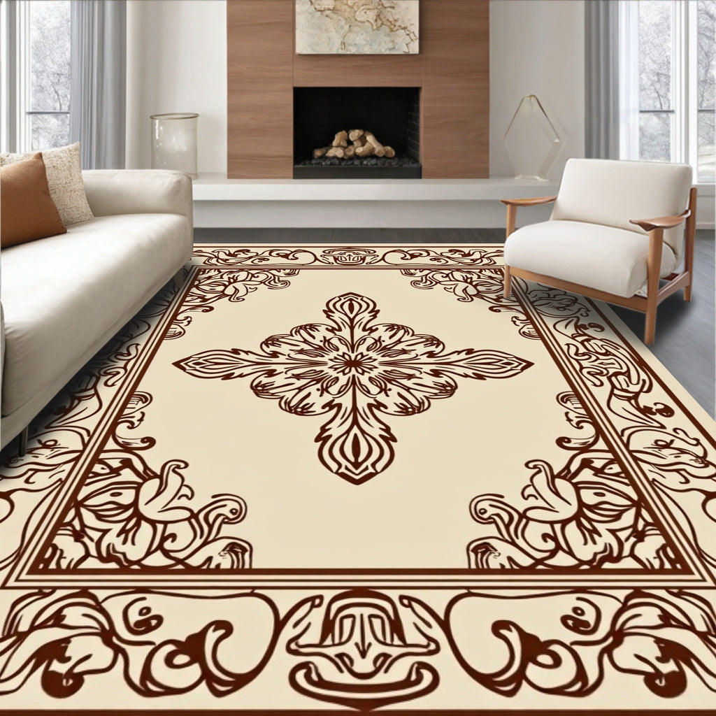 Ornate Floral Scrollwork Pattern Rug