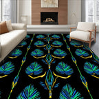 Tropical Leaf Pattern With Yellow Accents Rug