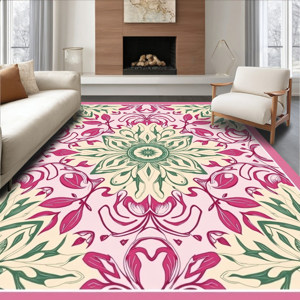 Art Nouveau Floral Mandala Design Rug