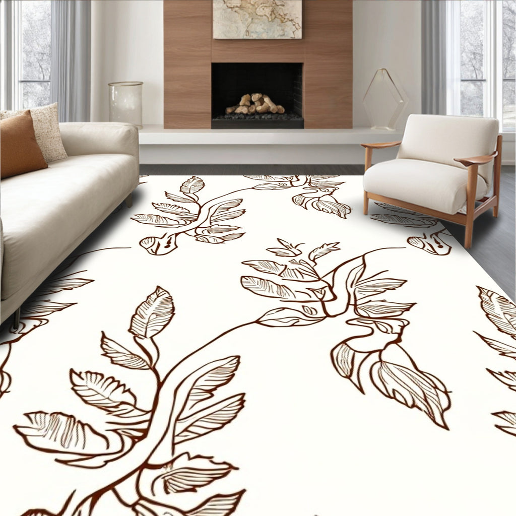 Outline Botanical Vine Pattern Rug