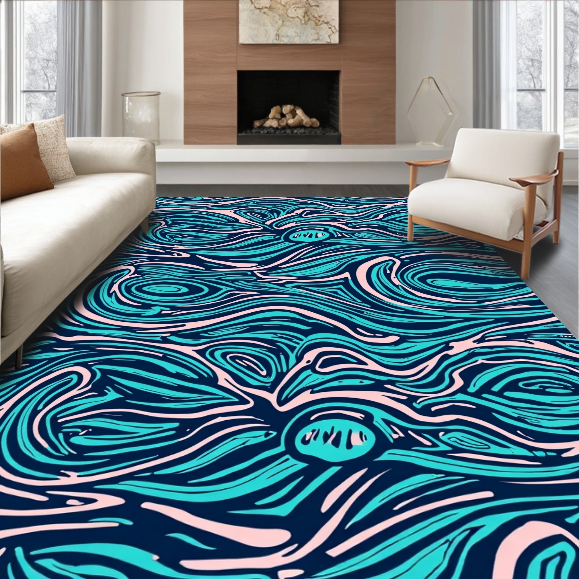 Abstract Swirls Pattern Rug