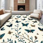 Whimsical Butterflies Floral Branch Design Rug
