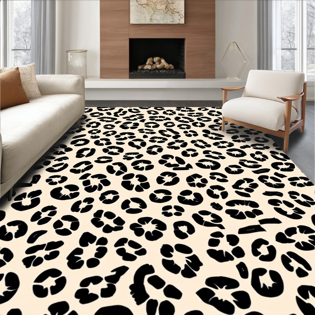 Black Spots On Cream Background Rug