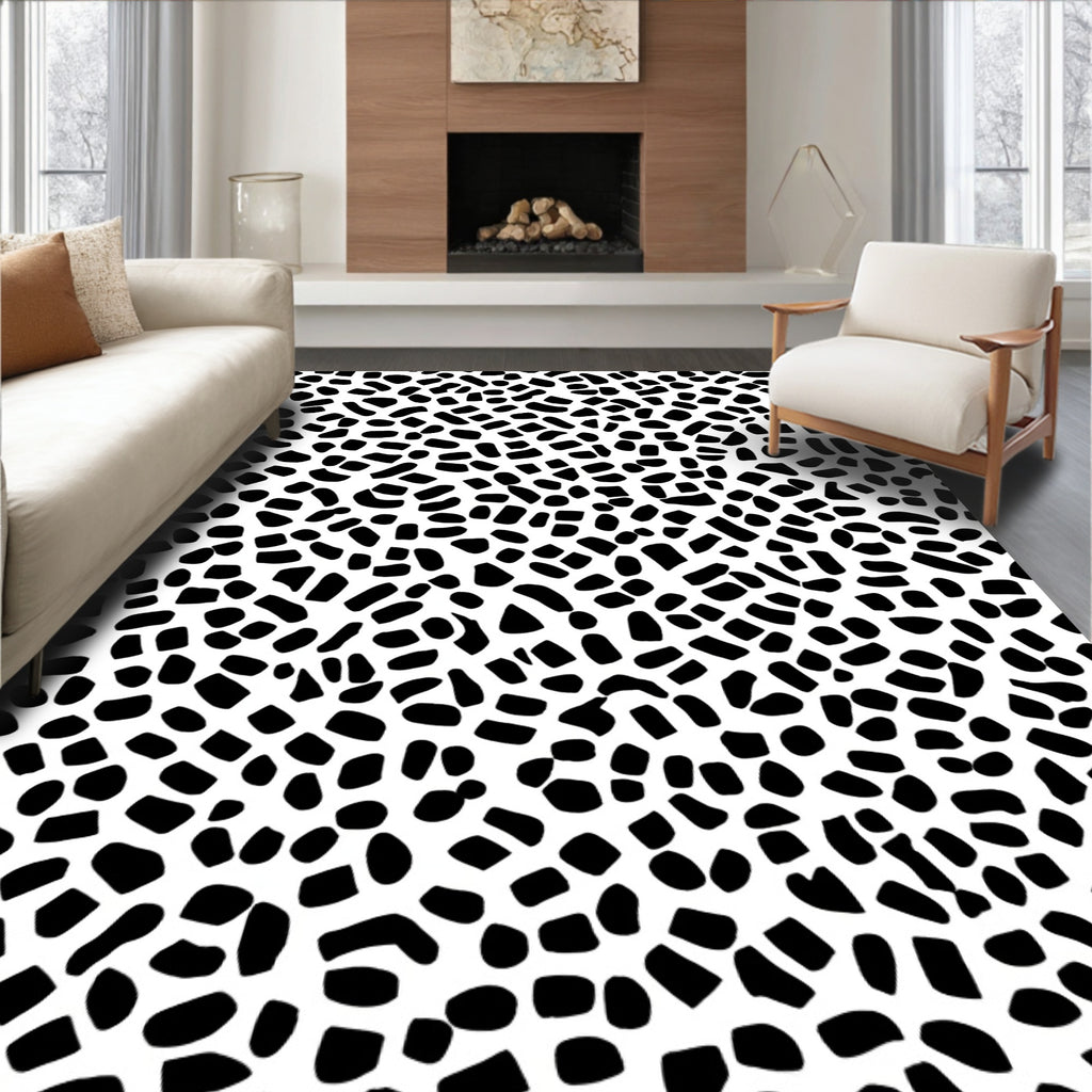 Abstract Black Spot Pattern Rug