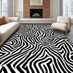 Bold Black White Stripe Pattern Rug