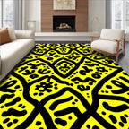Bold Abstract Black On Yellow Pattern Rug