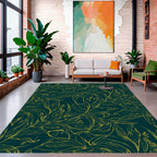 Exotic Leaf Pattern Outline Rug