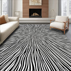 Drawn Black 2 Tone Radial Stripes Rug