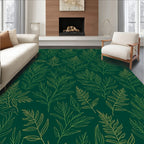 Elegant Green Leaf Botanical Pattern Rug