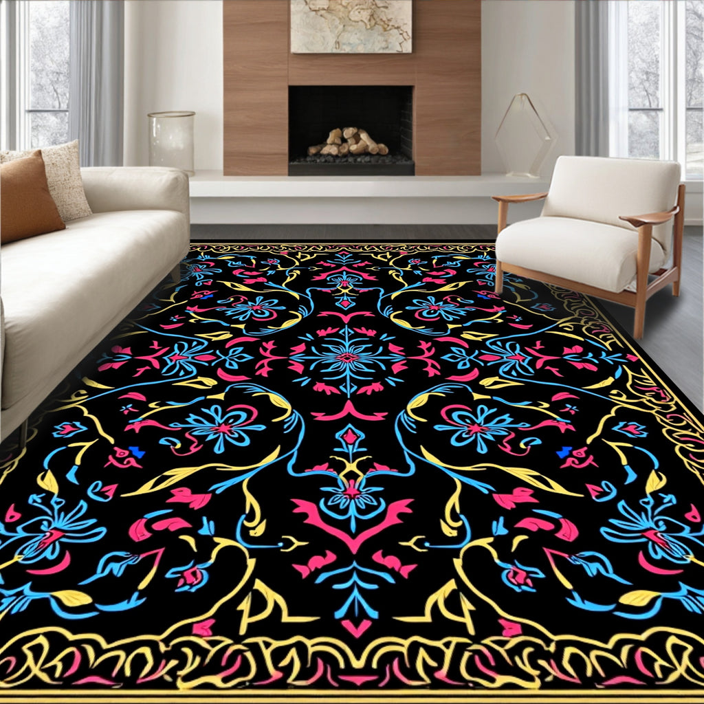 Vivid Floral Vine Intricate Design Rug