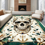Elaborate Skull Floral Pattern Rug