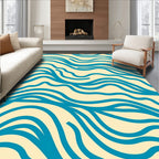 Blue Waves Line Pattern Rug