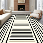 Minimalist Black Cream Stripe Design Rug