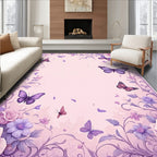 Whimsical Floral Butterfly Garden Pattern Rug