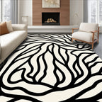 Abstract Black White Organic Lines Rug