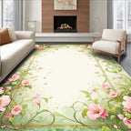 Charming Pink Floral Accent Background Rug