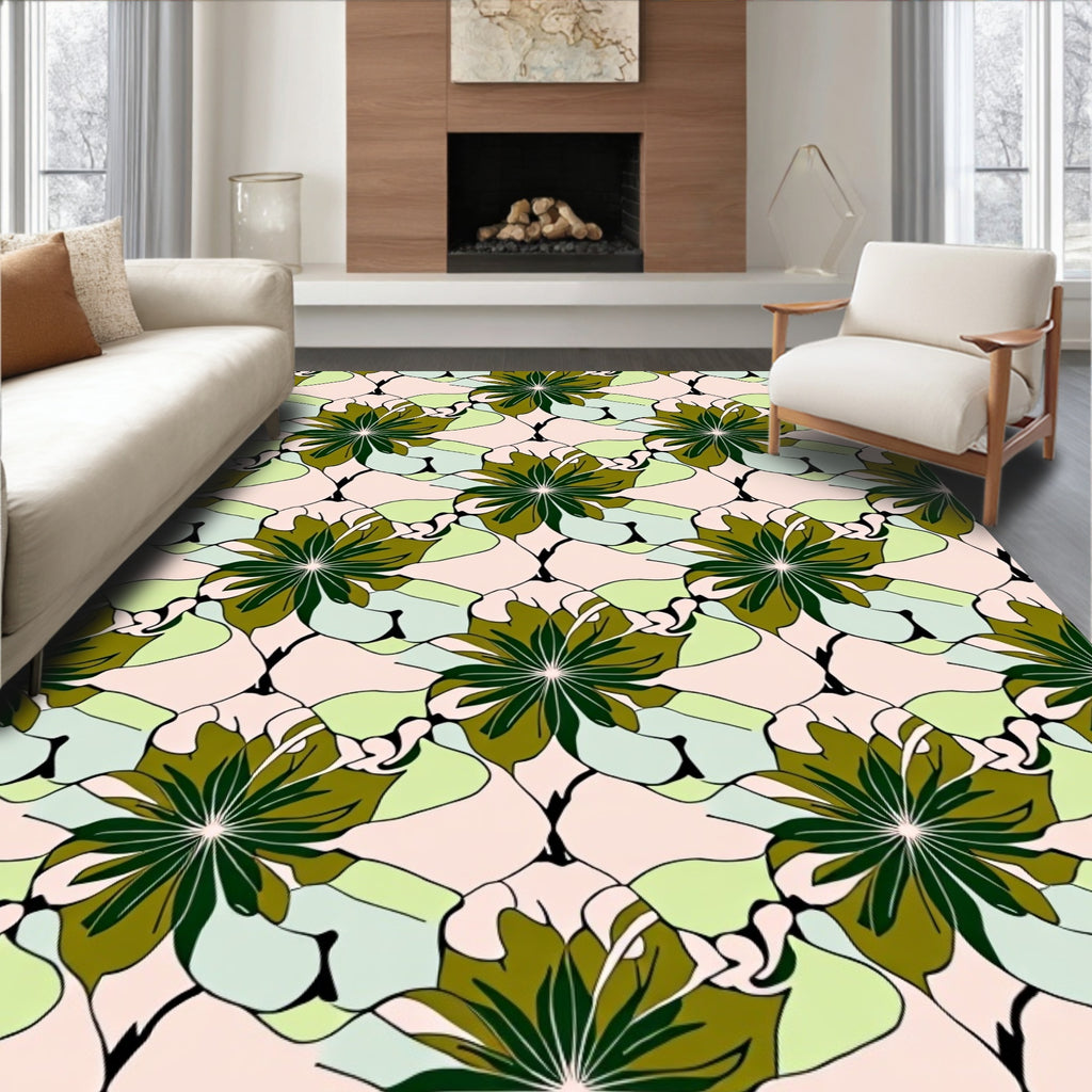 Art Nouveau Stylized Floral Pattern Rug
