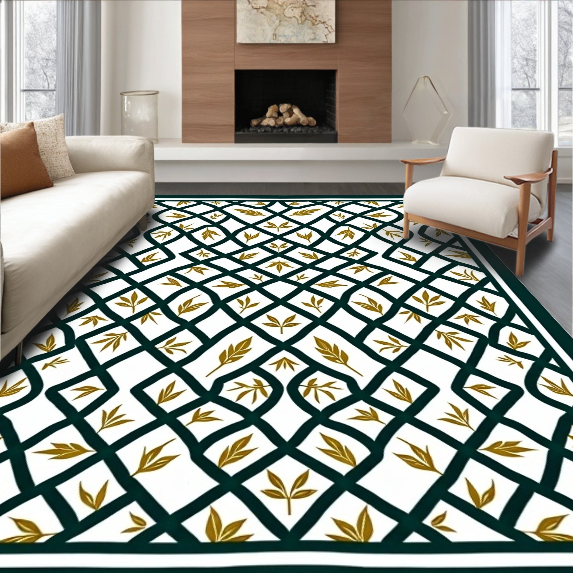 Lattice Vine Leaf Pattern Rug