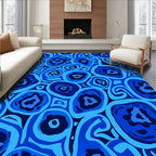 Bold Blue Abstract Organic Shapes Rug