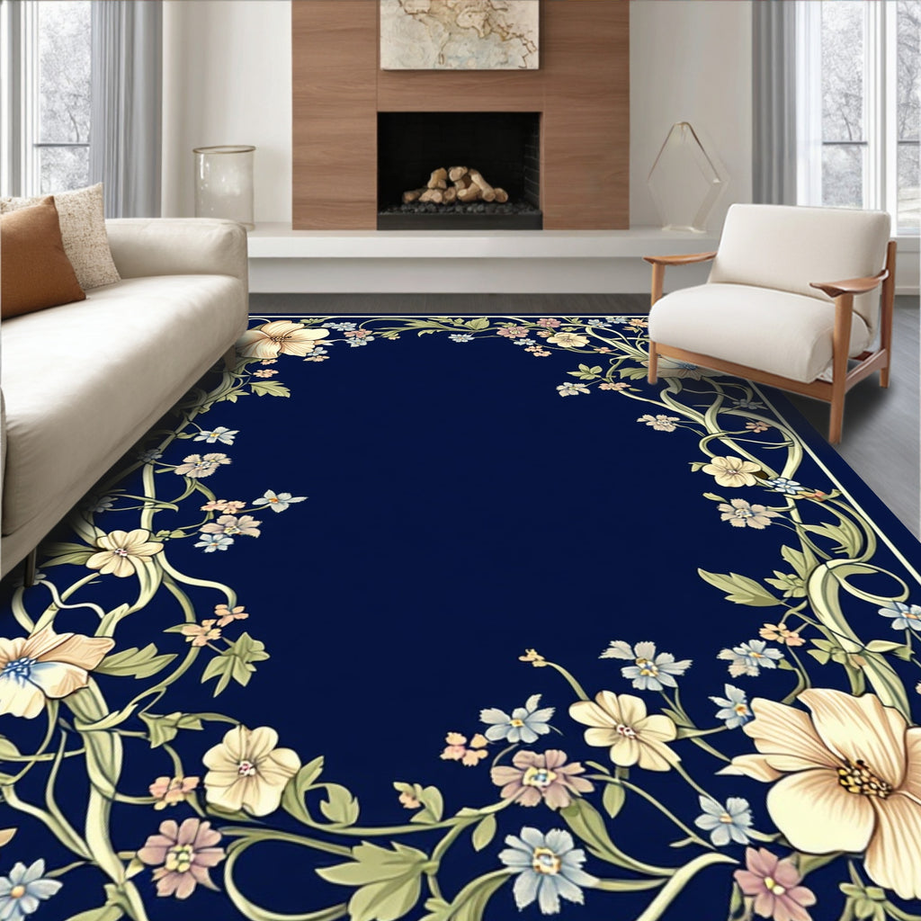 Floral Vines Bloom Pattern Rug
