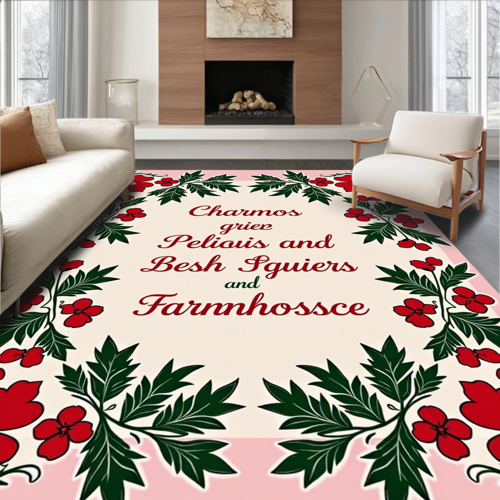 Crimson Flora Border With Cream Center Rug