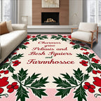 Crimson Flora Border With Cream Center Rug