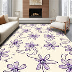 Purple Floral Sketch Pattern Rug
