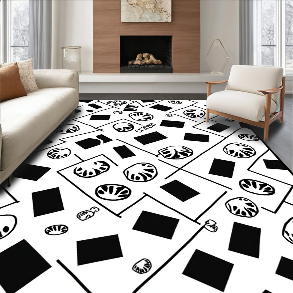 Abstract Rectangles Organic Shapes Rug