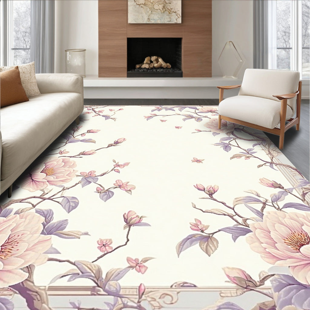 Delicate Blossom Floral Pattern Art Rug