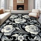 Ornate Floral Scrollwork Pattern Rug