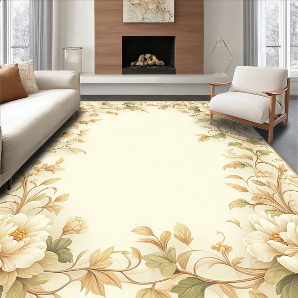 Elegant Floral Vine Motif Rug