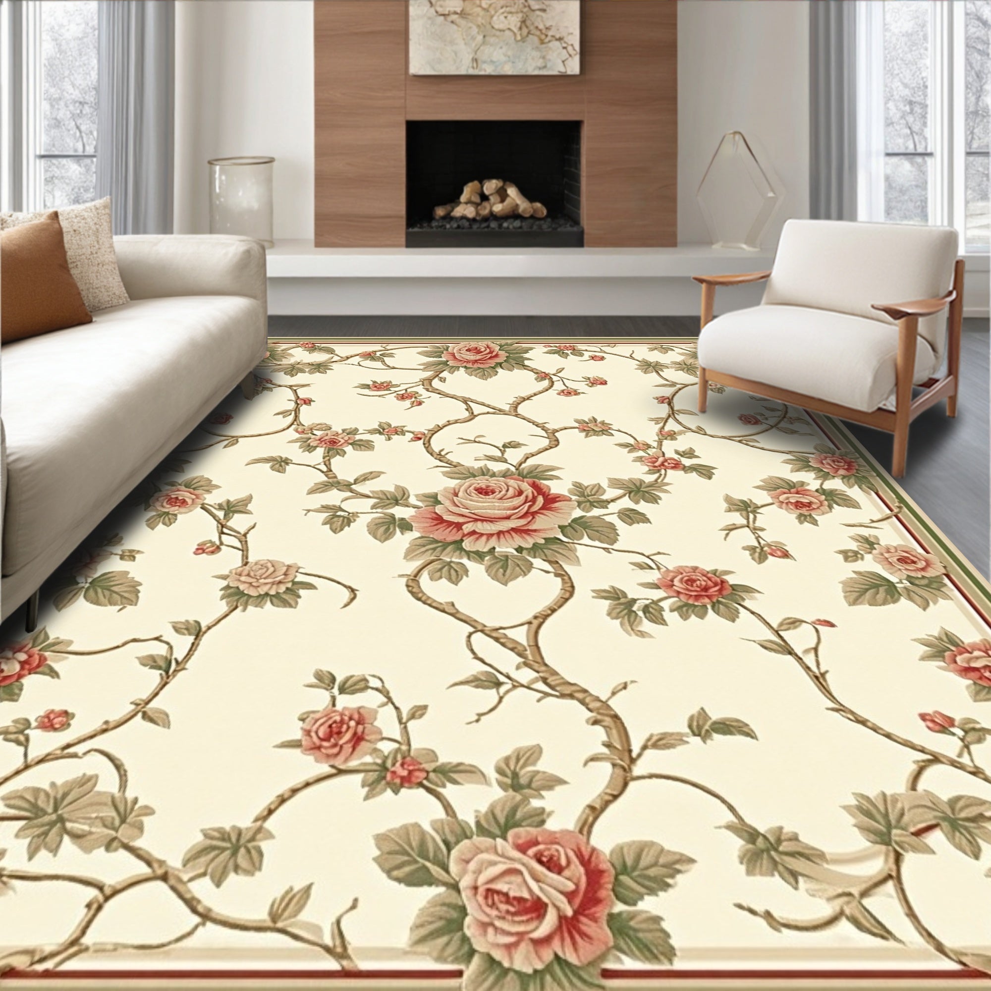 Classic Floral Vine Patterned Rug