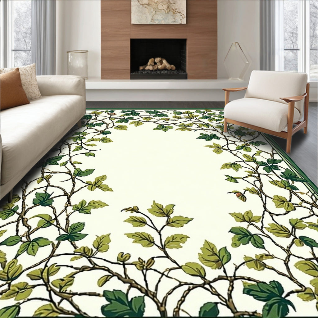 Vine and Leaf Border Design Rug