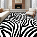 Bold Black White Striped Pattern Rug