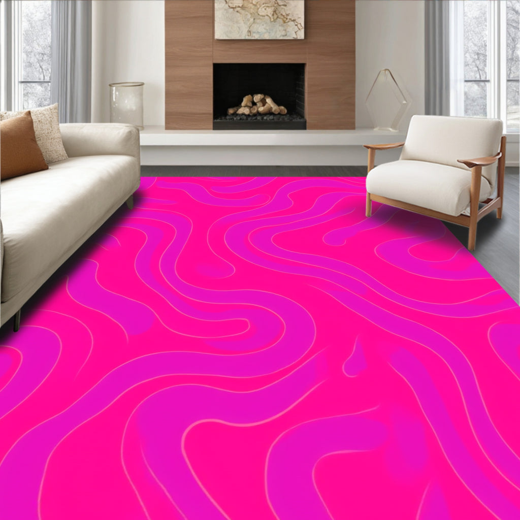 Vibrant Pink Swirl Pattern Rug