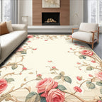 Charming Pink Roses Floral Vines Rug
