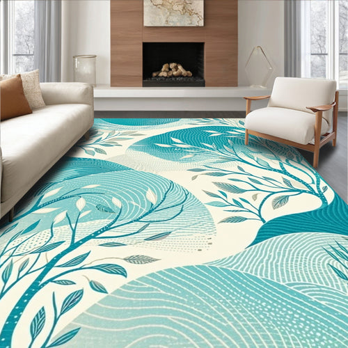 Abstract Floral Wave Pattern Rug