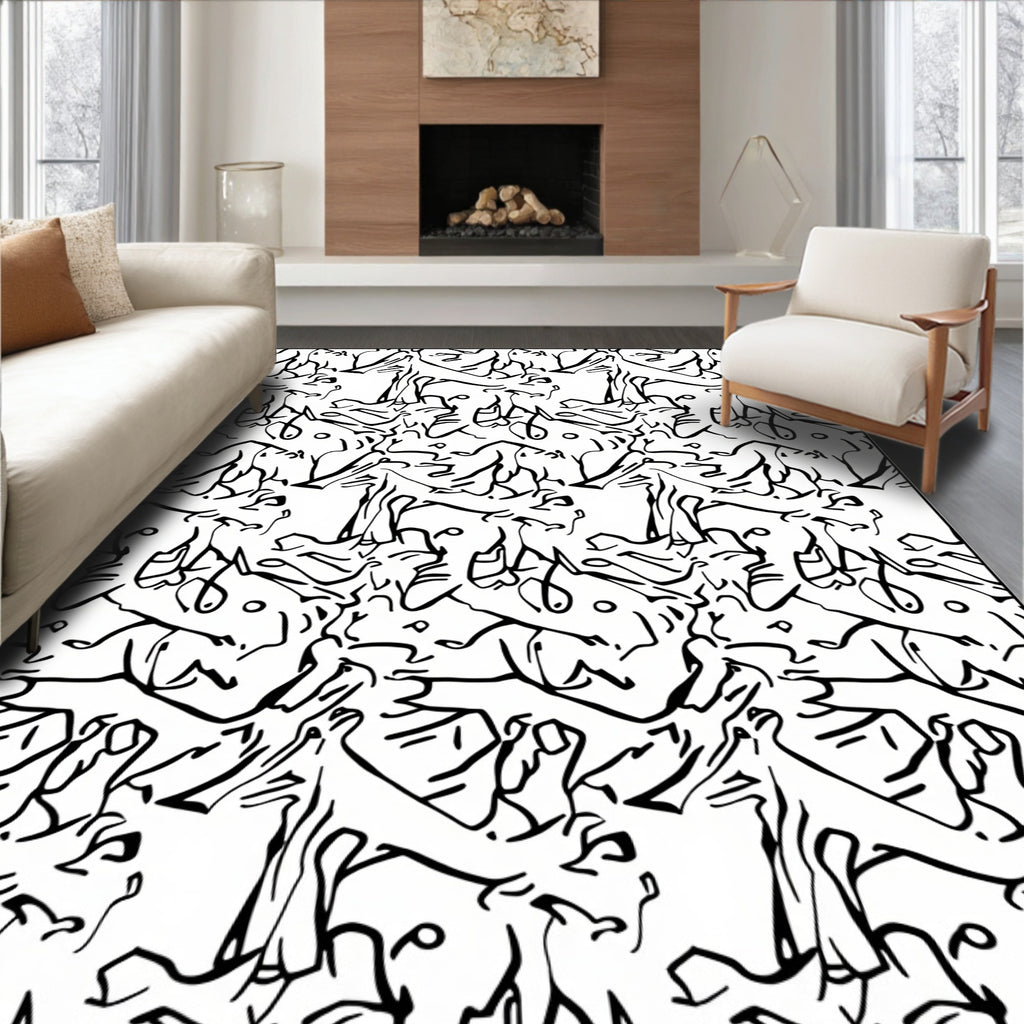 Abstract Sketchy Animal Pattern Design Rug