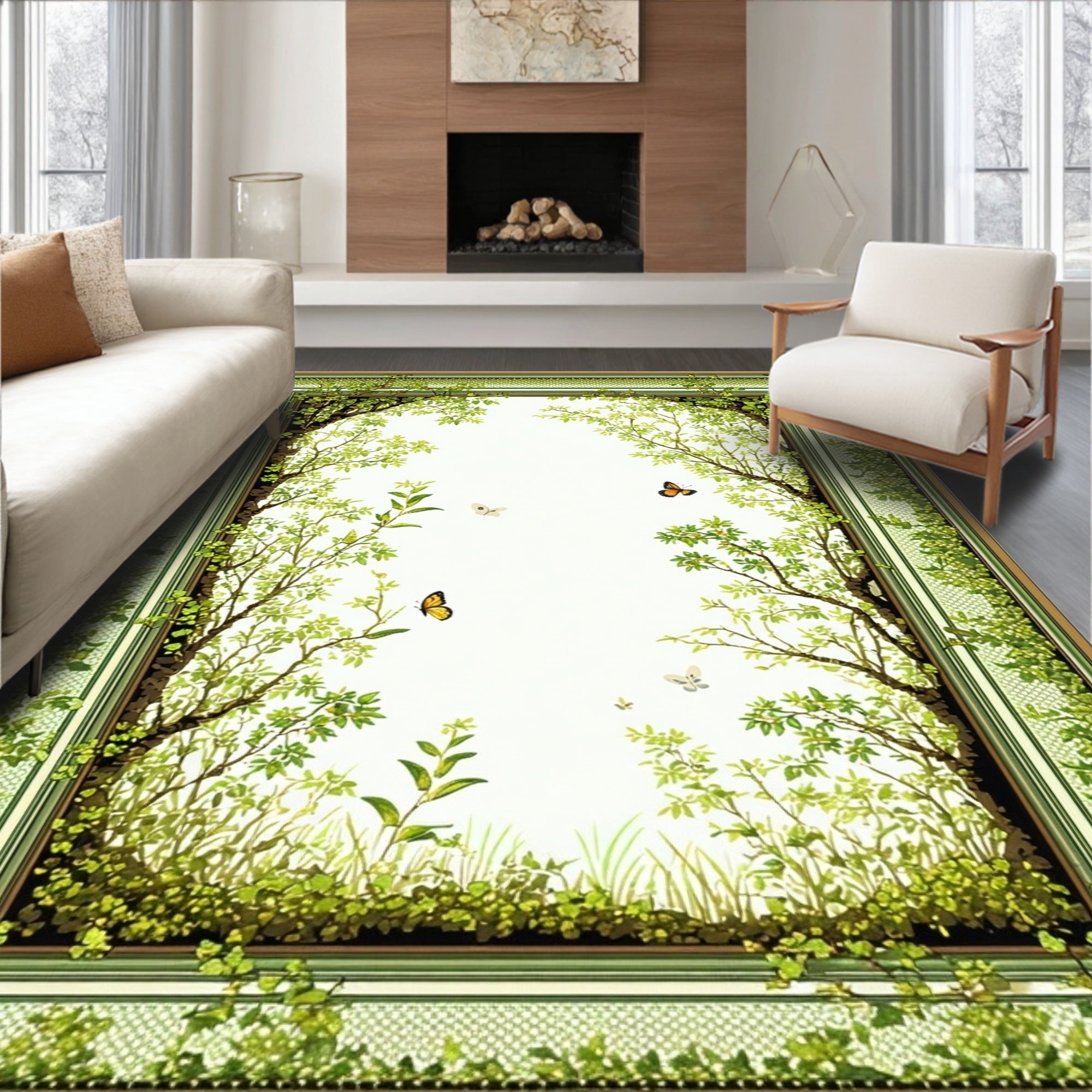 Garden Archway With Butterflies Rug