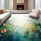 Whimsical Wildflower Meadow Watercolor Design Rug