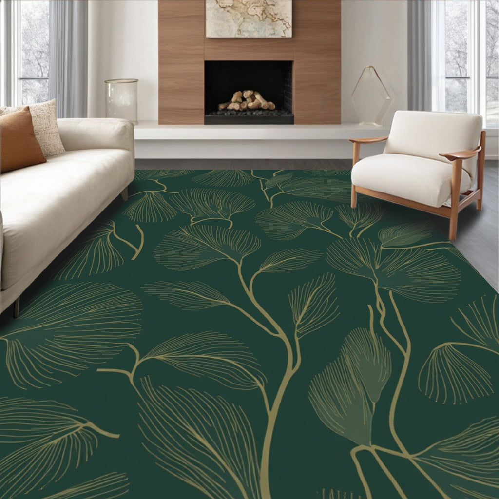 Elegant Botanical Line Art Rug