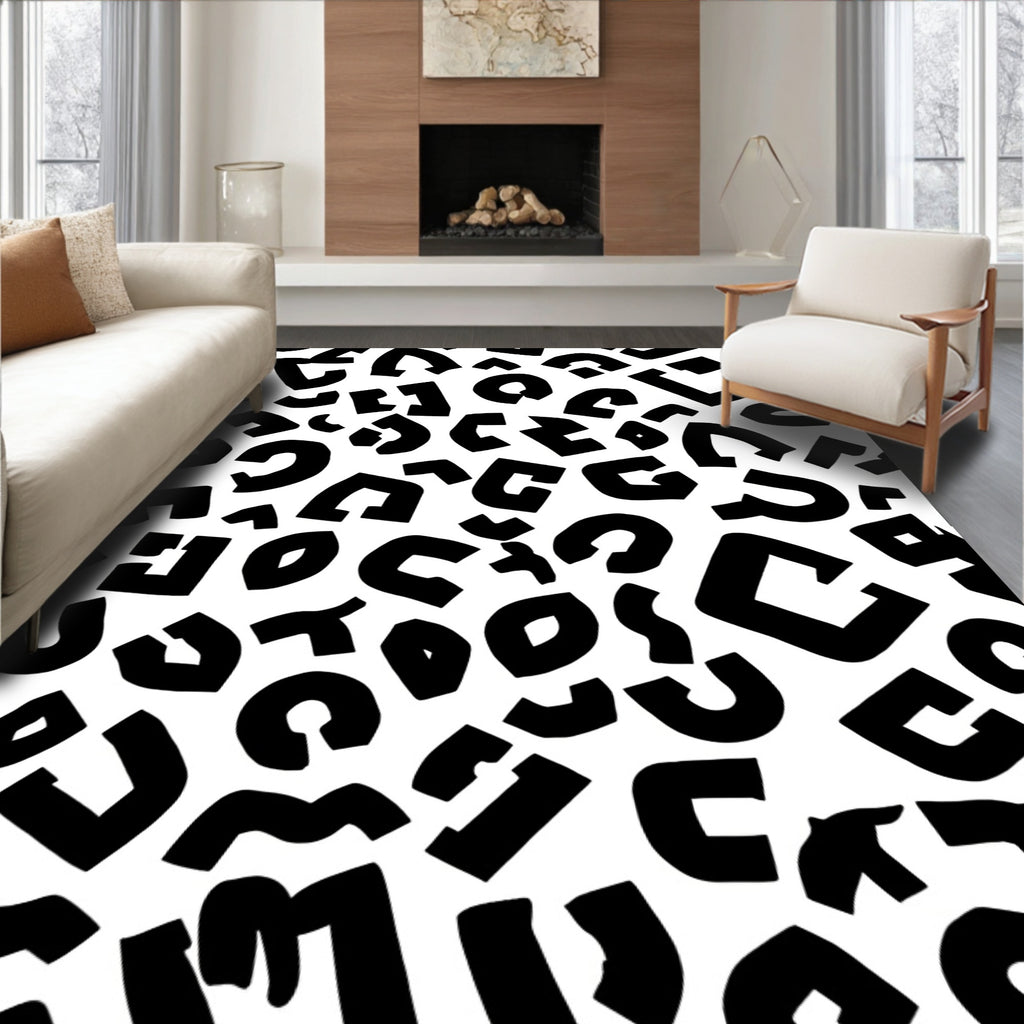 Black White Animal Print Pattern Rug