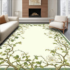 Delicate Blooming Vine Border Design Rug