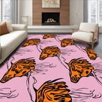 Bold Orange Tiger Stripe Horse Design Rug