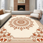 Ornate Sunburst Mandala Floral Design Rug