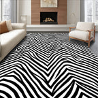 Bold Black White Zebra Pattern Rug