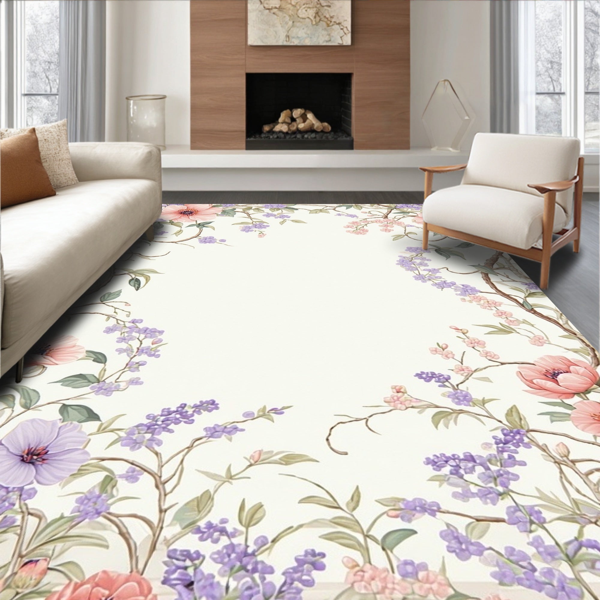 Floral Vine Whimsical Pattern Rug
