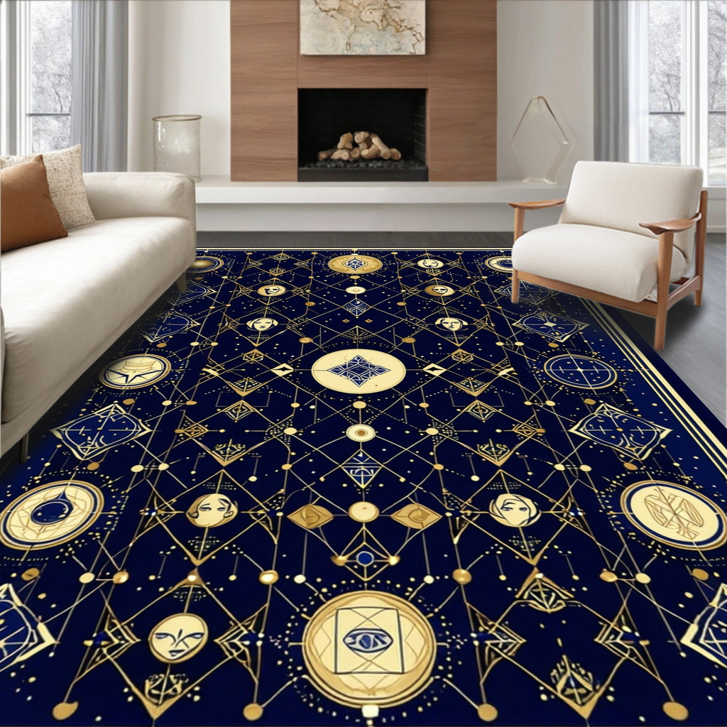 Celestial Geometric Starburst Pattern Rug